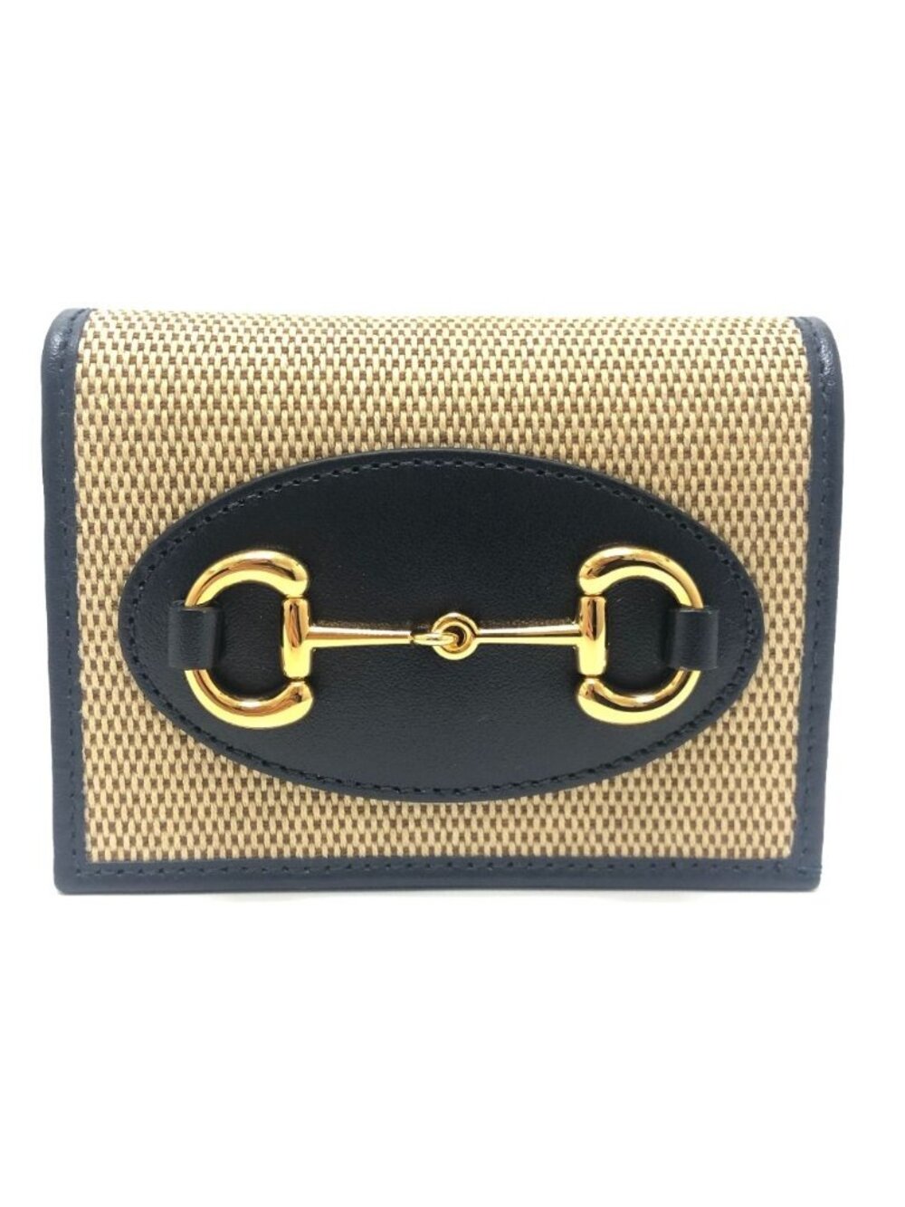 Gucci Bifold Wallet Horsebit Canvas Leather Brown